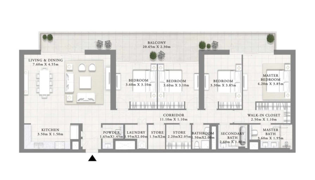 планировка 4-спальных апартаментов в Golf Heights