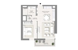 планировка 1-спальных апартаментов в Golf Heights